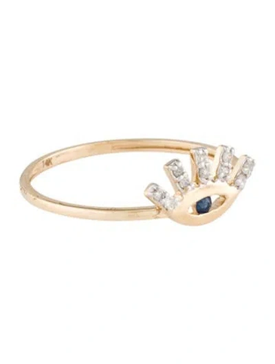 Pre-owned Ring 14k Sapphire & Diamond Evil Eye Cocktail  In Multicolor