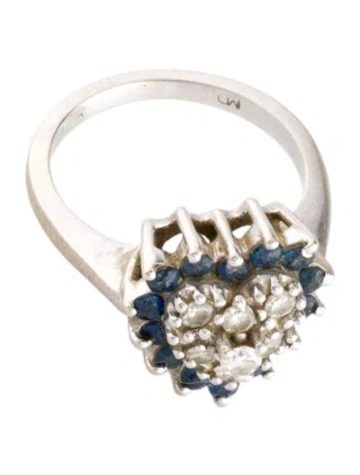 Pre-owned Ring 14k Sapphire & Diamond Heart Cluster  In Multi