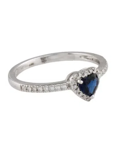 Pre-owned Ring 14k Sapphire & Diamond Heart Cocktail  In Multi