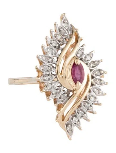 Pre-owned Ring 14k Sapphire & Diamond  In Multicolor