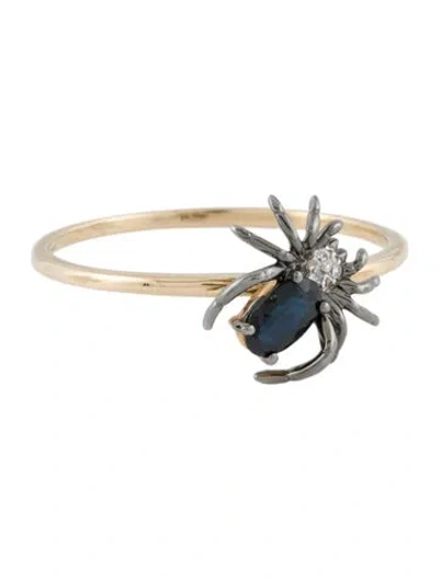 Pre-owned Ring 14k Sapphire & Diamond Spider Cocktail  In Multi