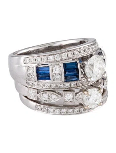 Pre-owned Ring 14k Sapphire & Diamond Wedding  Set In Multi