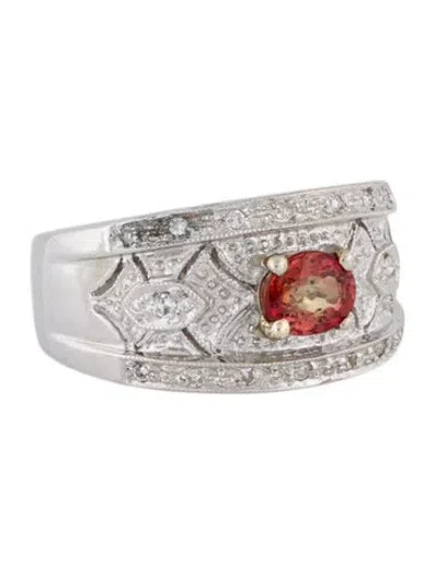 Pre-owned Ring 14k Sapphire & Diamond Wide Band In Multi