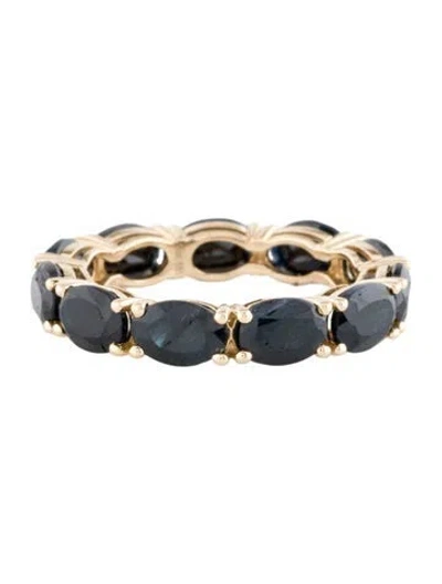 Pre-owned Ring 14k Sapphire & Glass Eternity Band In Multi