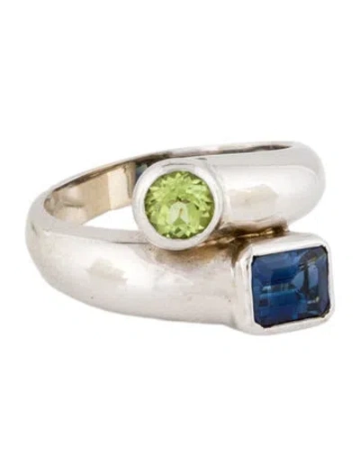 Pre-owned Ring 14k Sapphire & Peridot Bypass  In Multi