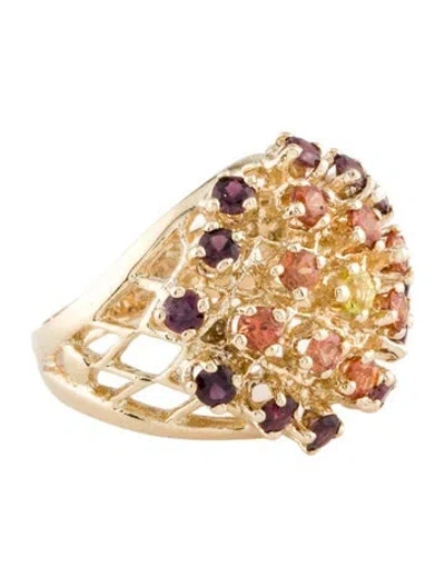 Pre-owned Ring 14k Sapphire & Ruby Cocktail  In Multi