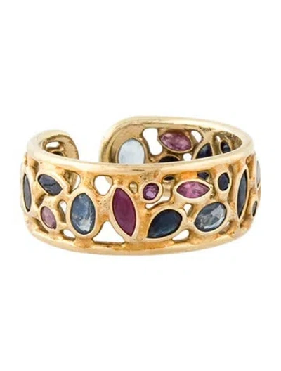Pre-owned Ring 14k Sapphire & Ruby Open Band  In Multi