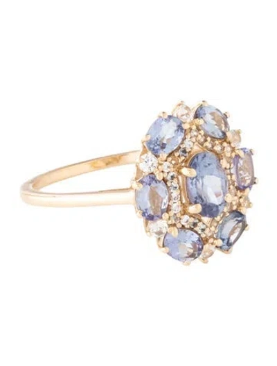 Pre-owned Ring 14k Sapphire & Tanzanite Cocktail  In Multicolor