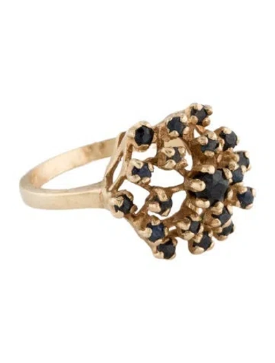 Pre-owned Ring 14k Sapphire Cluster Cocktail  In Multi