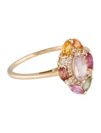 Pre-owned Ring 14k Sapphire Cocktail  In Multi