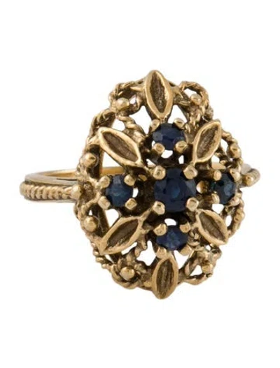 Pre-owned Ring 14k Sapphire Cocktail  In Multi