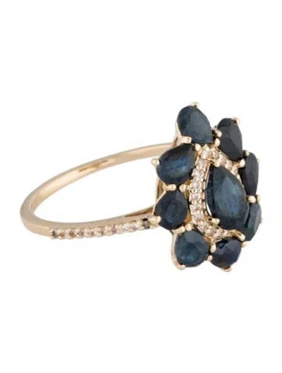 Pre-owned Ring 14k Sapphire Cocktail  In Multi
