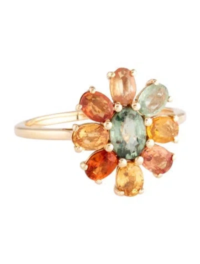 Pre-owned Ring 14k Sapphire Cocktail  In Multicolor