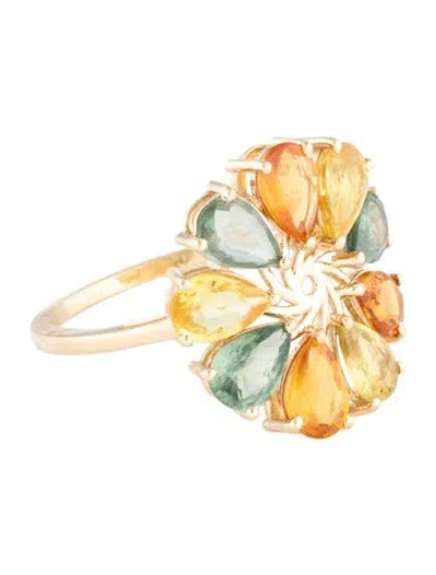 Pre-owned Ring 14k Sapphire Cocktail  In Multicolor