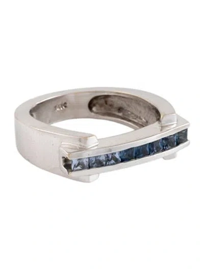 Pre-owned Ring 14k Sapphire Ombré Bar Cocktail In Multicolor