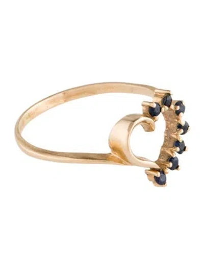 Pre-owned Ring 14k Sapphire Open Heart Cocktail  In Multi