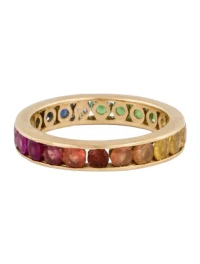 Pre-owned Ring 14k Sapphire, Tsavorite, & Ruby Eternity Band In Multi