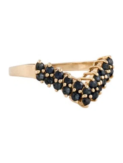Pre-owned Ring 14k Sapphire V Band  In Multi