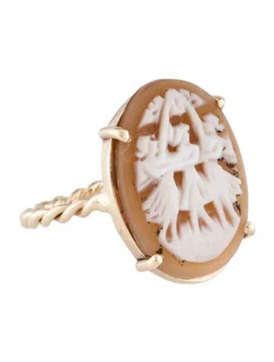 Pre-owned Ring 14k Shell Cameo Cocktail  In Multi