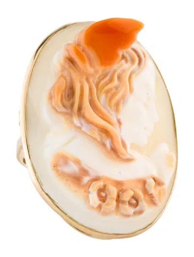Pre-owned Ring 14k Shell Cameo  In Multi
