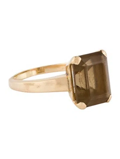 Pre-owned Ring 14k Smoky Quartz Cocktail  In Multi