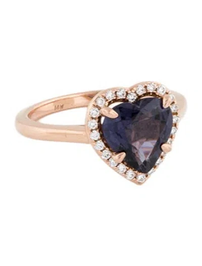Pre-owned Ring 14k Spinel & Diamond Heart Cocktail  In Multicolor