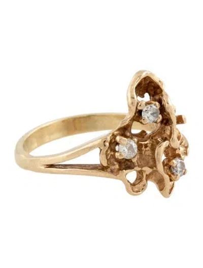 Pre-owned Ring 14k Split-shank Accented Nugget  In Multicolor