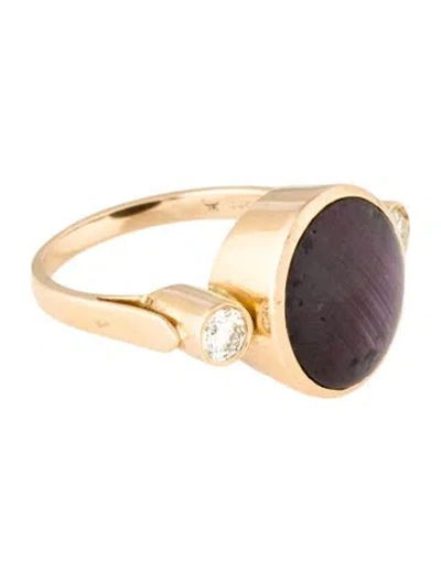 Pre-owned Ring 14k Star Ruby & Diamond Cocktail  In Multi