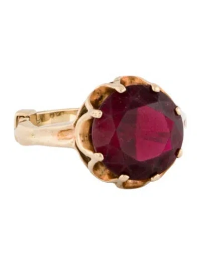 Pre-owned Ring 14k Synthetic Ruby Adjustable Cocktail  In Multi