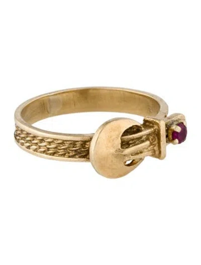 Pre-owned Ring 14k Synthetic Ruby Buckle Band In Multi