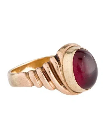 Pre-owned Ring 14k Synthetic Ruby Cocktail  In Multi