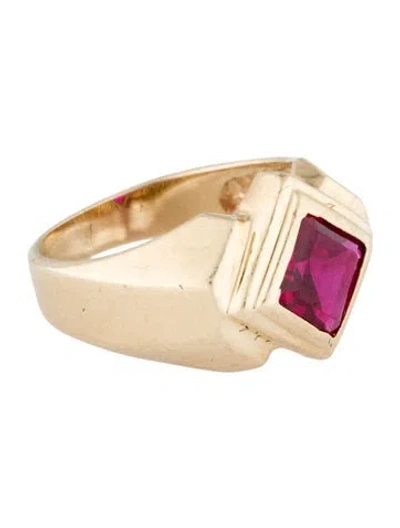 Pre-owned Ring 14k Synthetic Ruby Cocktail  In Multi