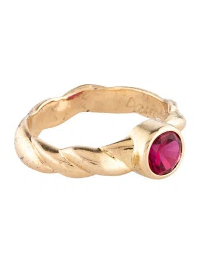 Pre-owned Ring 14k Synthetic Ruby Cocktail  In Multicolor