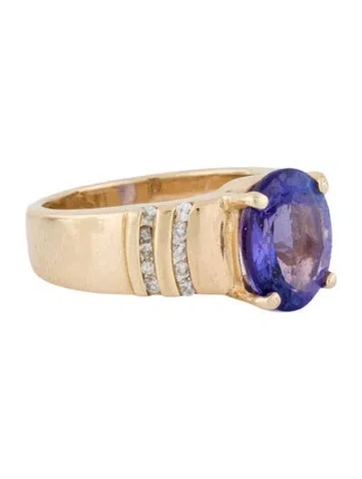 Pre-owned Ring 14k Tanzanite & Diamond Cocktail  In Multi