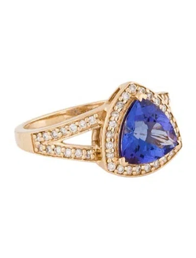 Pre-owned Ring 14k Tanzanite & Diamond Cocktail  In Multi