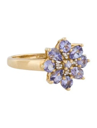 Pre-owned Ring 14k Tanzanite & Diamond Cocktail  In Multi