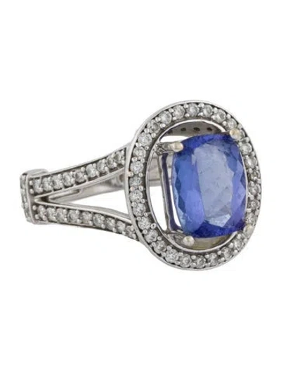 Pre-owned Ring 14k Tanzanite & Diamond Cocktail  In Multi