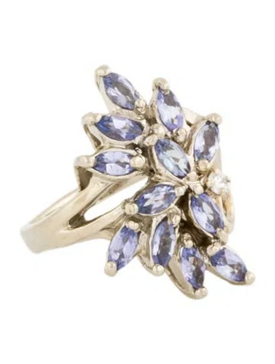 Pre-owned Ring 14k Tanzanite & Diamond Cocktail  In Multi