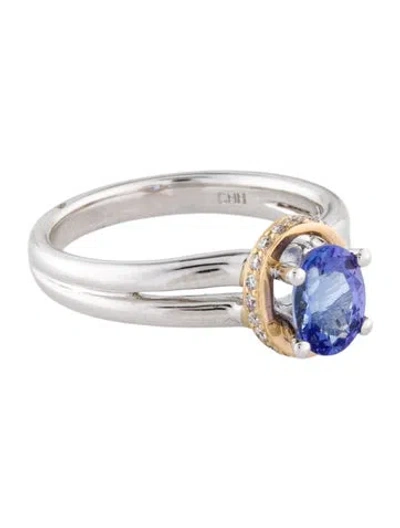 Pre-owned Ring 14k Tanzanite & Diamond Cocktail  In Multi