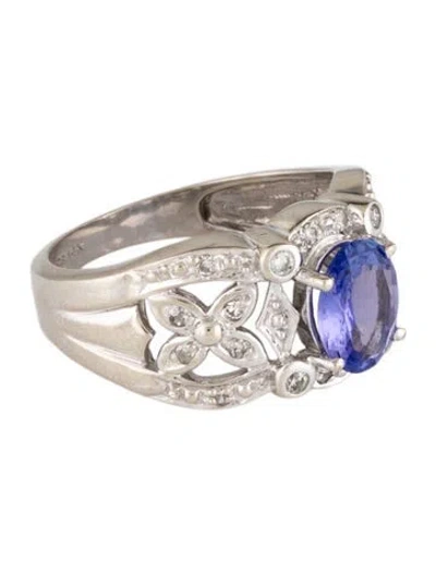 Pre-owned Ring 14k Tanzanite & Diamond Cocktail  In Multicolor