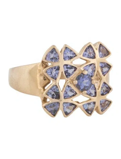 Pre-owned Ring 14k Tanzanite Cluster  In Multicolor
