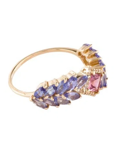 Pre-owned Ring 14k Tanzanite, Tourmaline & Sapphire Cocktail  In Multi
