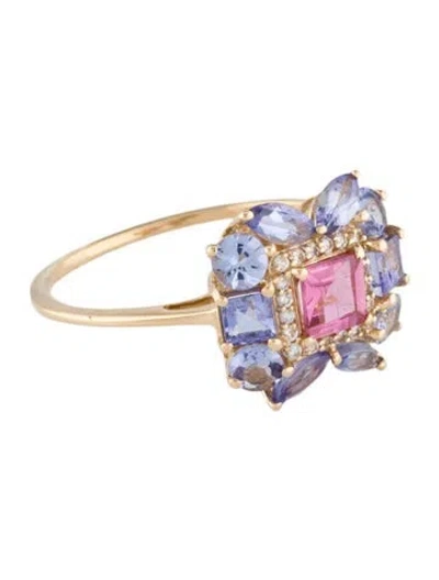 Pre-owned Ring 14k Tanzanite, Tourmaline & Sapphire Cocktail  In Multi