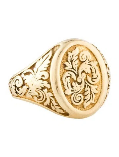 Pre-owned Ring 14k Textured Oval Singnet  In Multi