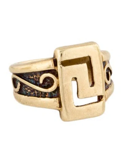Pre-owned Ring 14k Textured Signet  In Multi