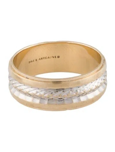 Pre-owned Ring 14k Textured Wedding Band In Multi