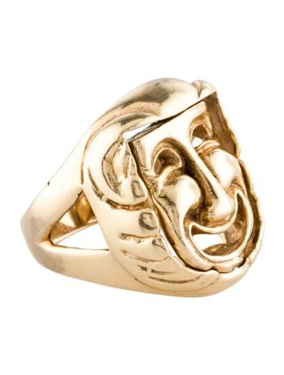 Pre-owned Ring 14k Theater Faces Swivel Cocktail  In Multi