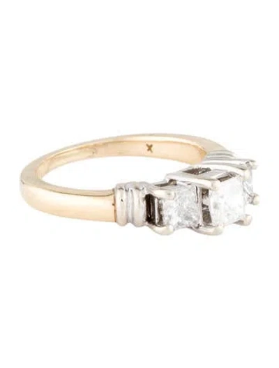 Pre-owned Ring 14k Three-stone Diamond Engagement  In Multi