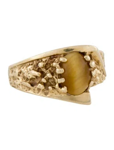 Pre-owned Ring 14k Tiger's Eye Quartz Cocktail  In Multi
