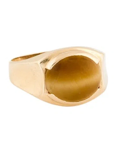 Pre-owned Ring 14k Tiger's Eye Quartz  In Multicolor
